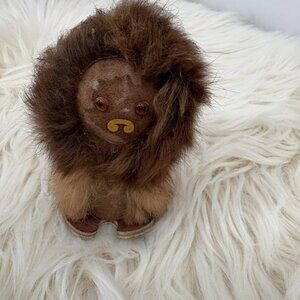 Vintage Handmade Mink Fur Animal Toy 5"x3" Soft Brown Trollhattan Sweden Leather